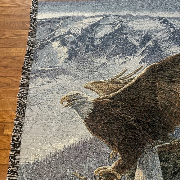 Lee Kromschroeder Tapestry Throw Art Bald Eagle Alpenglow Mohawk 58x50” USA EUC - Picture 4 of 8